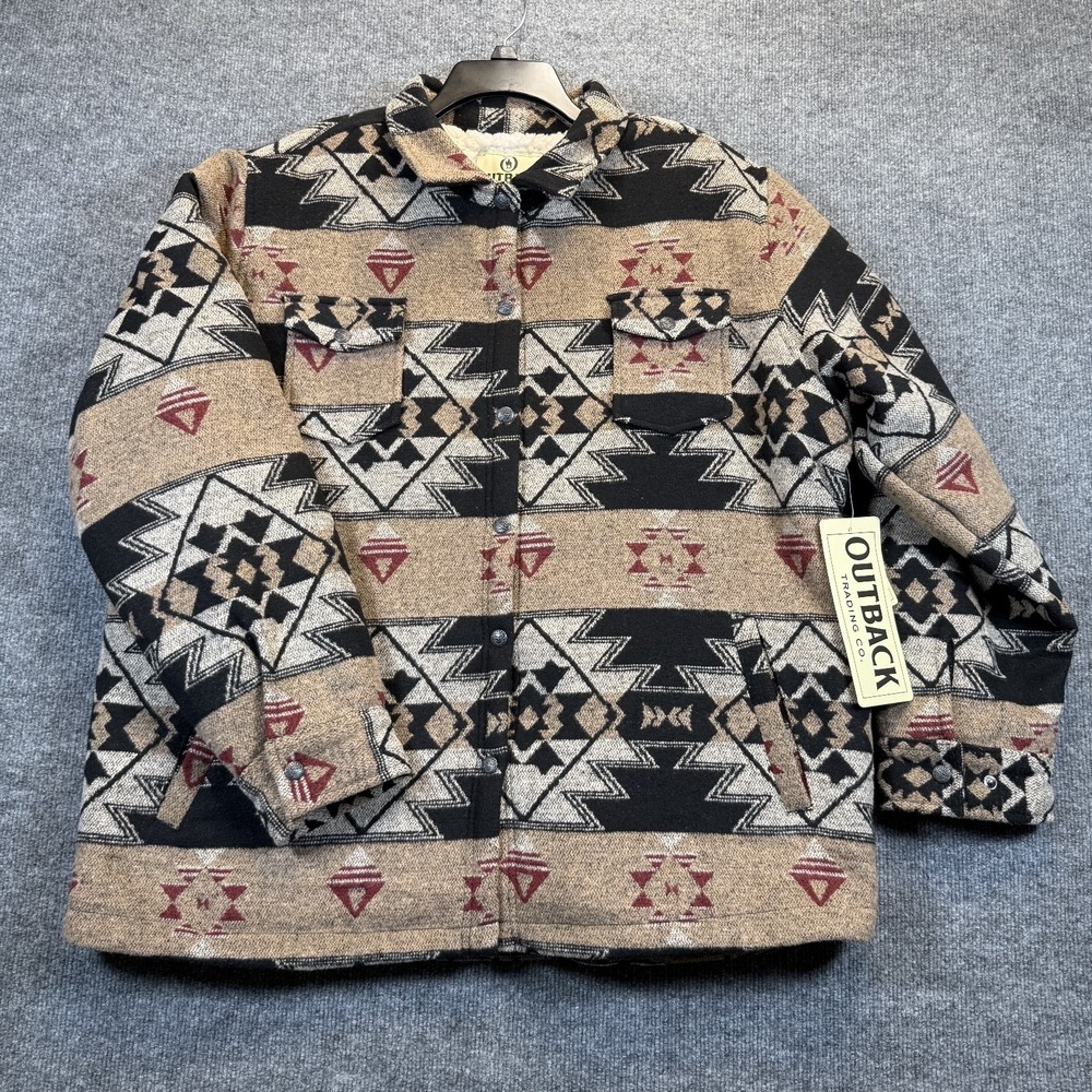 Outdoor Trading‎ Skyler Jacket Women 3X Tan Aztec Fleece Snaps Wool Blend NWT